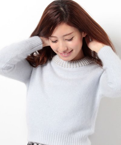 衿ぐりパールアンゴラニット