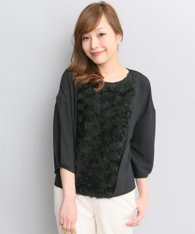 レース切替ブラウス