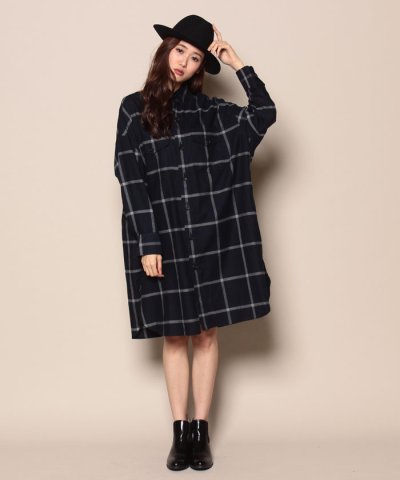 c.nel　windowpane　big　shirt　dress