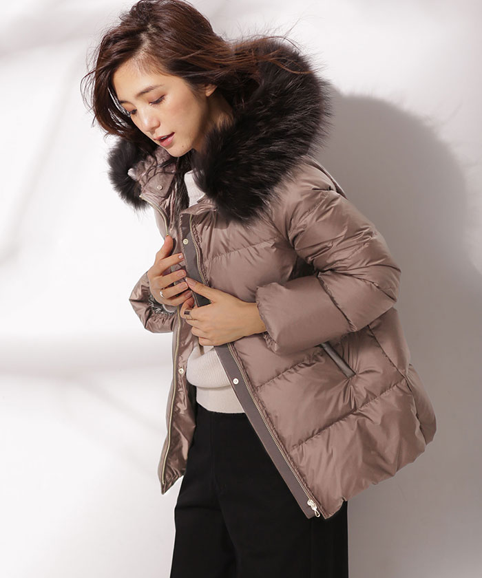 ナノ・ユニバース  西川ダウン/ファー付フードショート