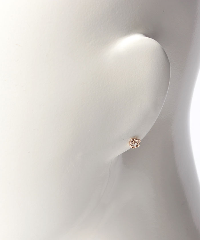 K10ピンクゴールドダイヤモンドピアス通販