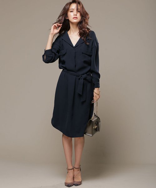 セール ベルト付とろみワンピース ウォッシャブル ナノ ユニバース Nano Universe Magaseek