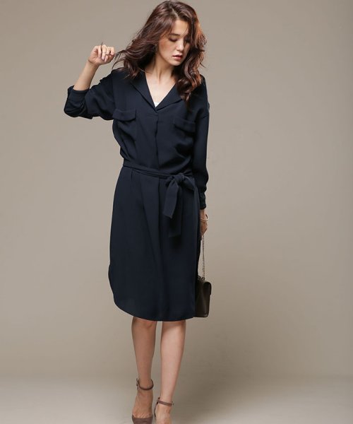 セール ベルト付とろみワンピース ウォッシャブル ナノ ユニバース Nano Universe Magaseek