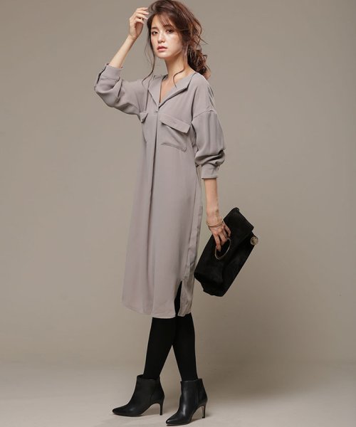 セール ベルト付とろみワンピース ウォッシャブル ナノ ユニバース Nano Universe Magaseek