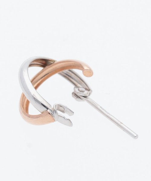 クロスデザインミニフープピアス(　WG&PG) 