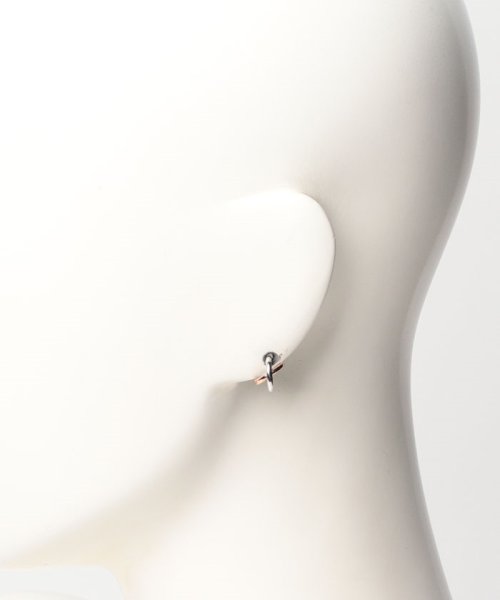 クロスデザインミニフープピアス(　WG&PG) 