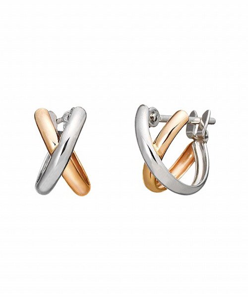 クロスデザインミニフープピアス(　WG&PG) 