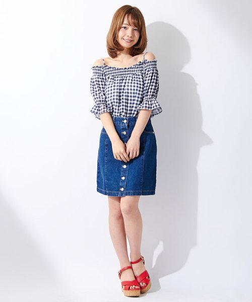 セール ギンガムチェック柄オフショル Tops イング Ingni Magaseek