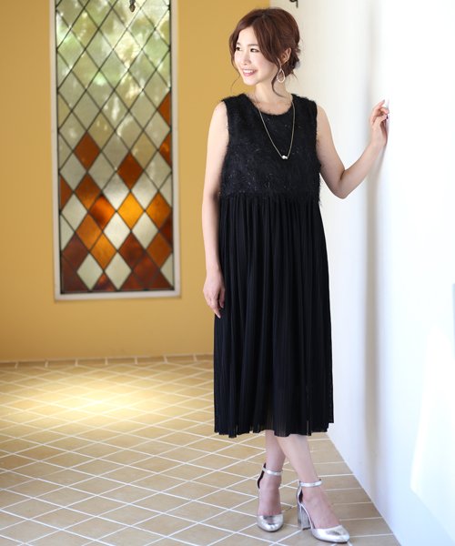 結婚式 パーティードレス ロングフィートプリーツワンピース ブージュルード Bou Jeloud Magaseek