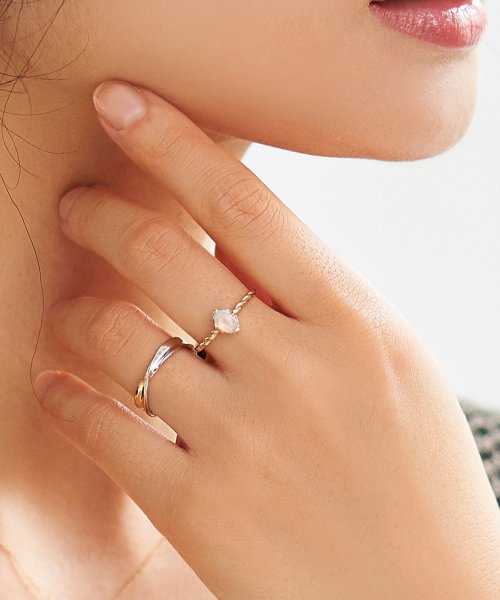 【SV925】リボンクロスリング/ペア/コンビカラー 