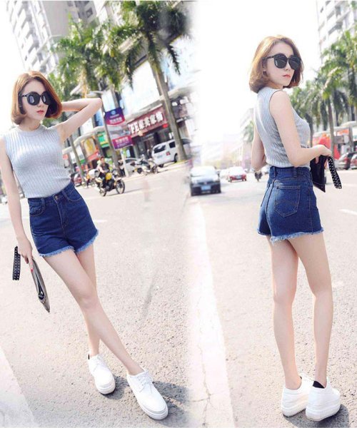 美脚ショートパンツ レディース デニム ショーパン ハイウエスト ミニミニストア Miniministore Magaseek