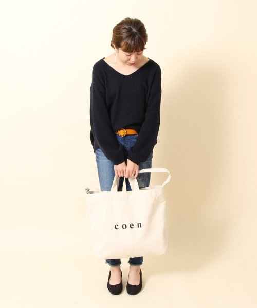 coen(coen)/【2018SS新作 Largeサイズ】coen2WAYロゴトートバッグ/img06