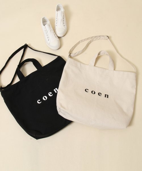 coen(coen)/【2018SS新作 Largeサイズ】coen2WAYロゴトートバッグ/img08