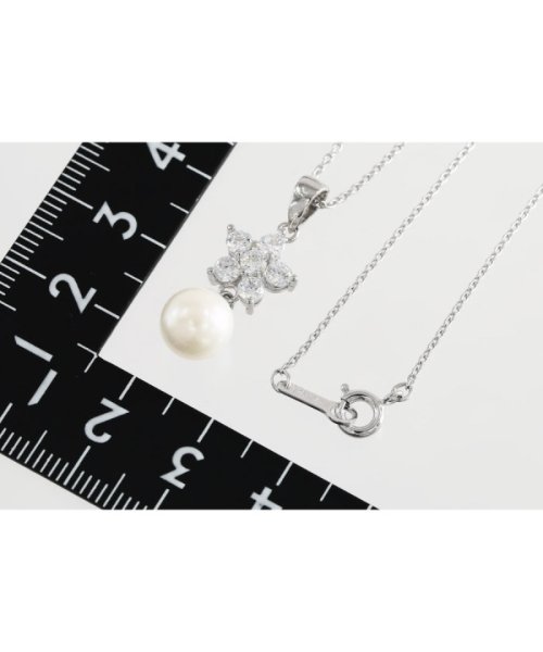 JEWELRY SELECTION(ジュエリーセレクション)/あこや真珠　8.0〜9.0mm　大珠　CZフラワーネックレス　SV/img03