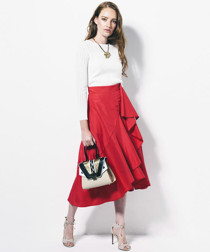 セール】ラッフルデザインカラーフレアスカート(500799532