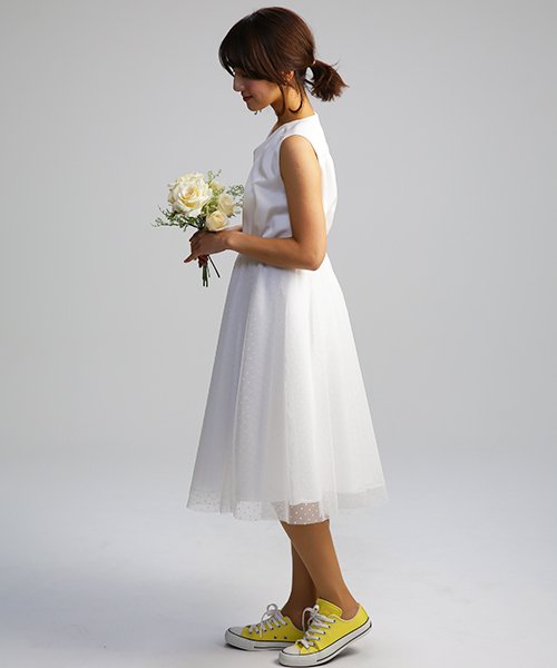 form forma(フォルムフォルマ)/【結婚式・ウェディングドレス】kaene/Vネックチュールドットウェディングドレス/img03