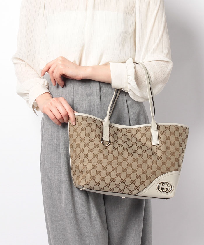 【GUCCI】ニューブリット　GGキャンバス　　/　トートバッグ　【BEIGE/EBONY+M.WH】