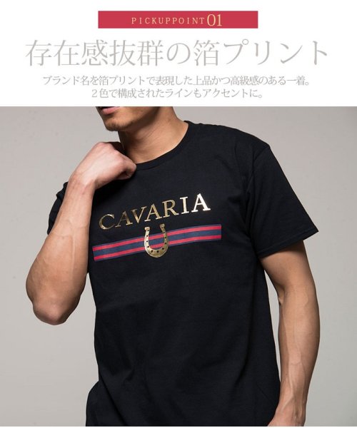 CavariA(キャバリア)/CavariA【キャバリア】ロゴ箔プリントクルーネック半袖Tシャツ/img12