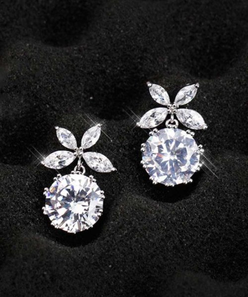 ラインストーン 大粒 ピアス 大ぶり 花モチーフ キラキラピアス プレゼント ギフト Vyasa Com