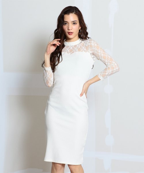 セール デコルテレースリブタイトワンピース ロイヤルパーティー Royal Party Magaseek