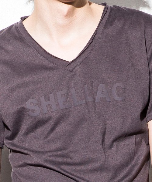 SHELLAC HOMME(SHELLAC　HOMME)/SHELLAC HOMME（シェラック オム） ロゴプリント カットオフVネックTシャツ/img04