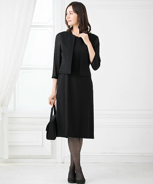 セール オールシーズン 喪服 礼服 冠婚葬祭 ノーカラージャケット 前開きセミフレアワンピース セットアップスーツ フォルムフォルマ Form Forma Magaseek
