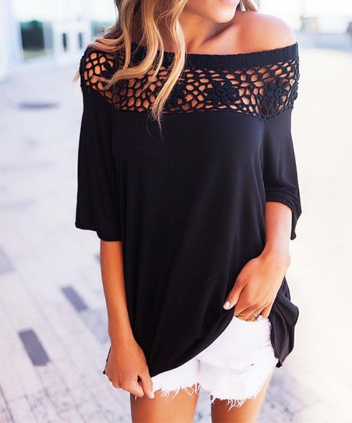 セール オフショルダー レース トップス レディース 春夏 ブラウス フェミニン ガーリー ミニミニストア Miniministore Magaseek