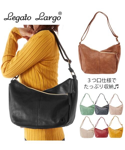 BACKYARD FAMILY(バックヤードファミリー)/レガートラルゴ Legato Largo LU－H0906 スモーキーシボ フェイクレザー ３つ口 多収納ショルダーバッグ/img01