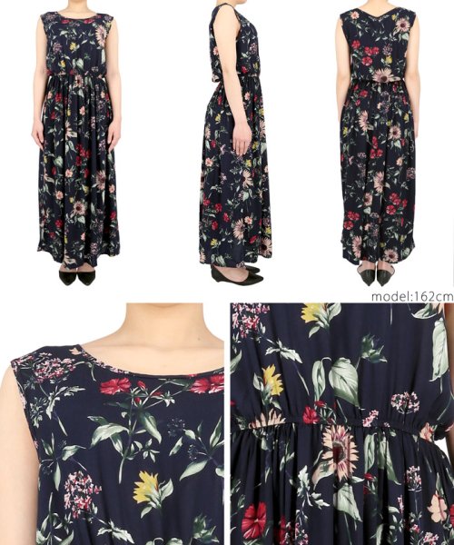 ノースリーブボタニカル柄ロングワンピースcocaオリジナル コカ Coca Magaseek