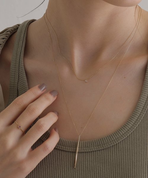 【K10】一粒ダイヤモンドネックレス 