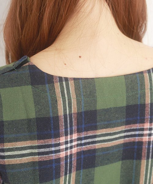 チェック柄aラインワンピース レディース 体系カバー Aライン 可愛い