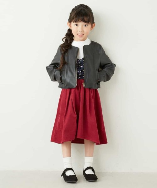 a.v.v(KID'S)(アー・ヴェ・ヴェキッズ)/[100－130]フェイクレザーノーカラーフリルブルゾン[WEB限定サイズ]/img02