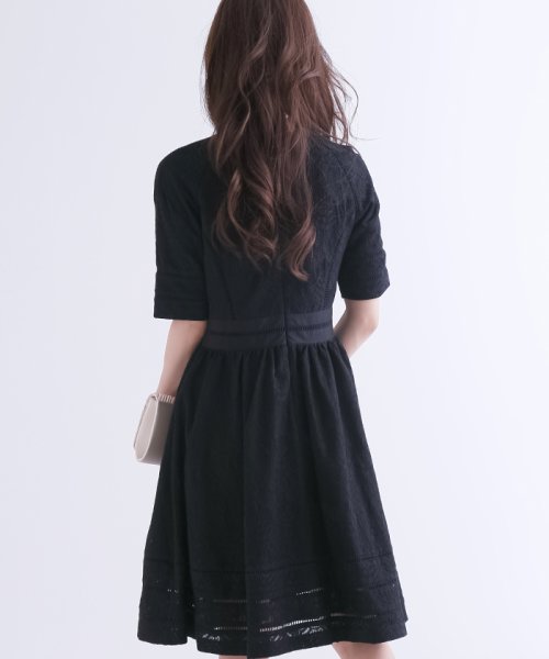 結婚式 パーティー クラシカル 総レース ミディアムワンピース プールヴー Pourvous Magaseek