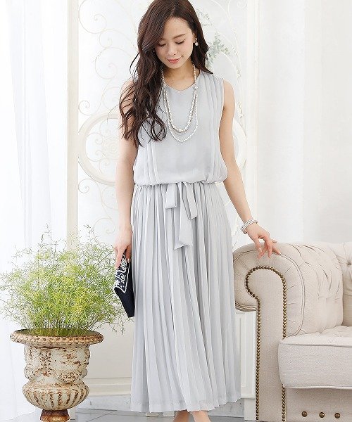 結婚式 デイリー シフォンプリーツワンピース プールヴー Pourvous Magaseek