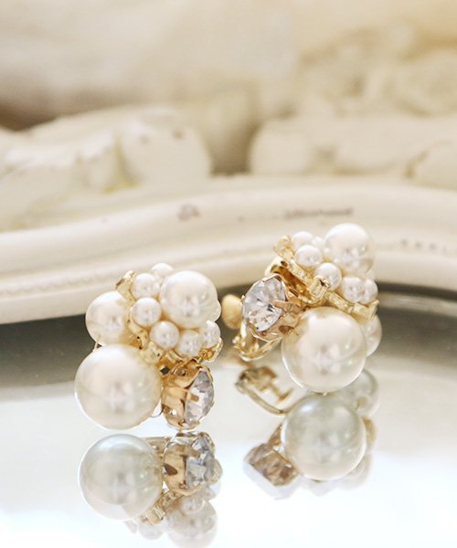 結婚式 パーティー パールビジューパーティーイヤリングピアス プールヴー Pourvous Magaseek 結婚式 パーティー パールビジューパーティーイヤリングピアス プールヴー Pourvous Magaseek