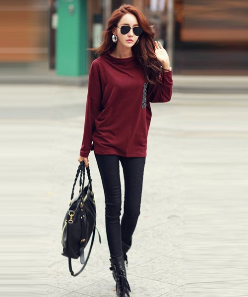 セール 45 Off シンプルドルマンチュニック 韓国 ファッション レディース ゆったり 上品 長袖 秋用 A W Ra アフェリーチェ Afelice Magaseek