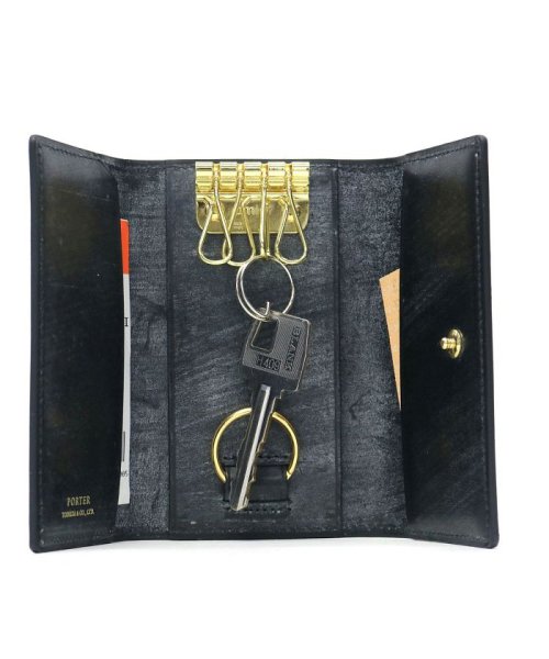 ポーター ビル ブライドル キーケース 185－02260 吉田カバン PORTER BILL BRIDLE 本革 レザー また ブラックとロンドンタンはゴールド ネイビーにはシルバーの金具を採用しています