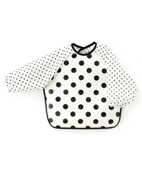 お食事エプロン スタイ 長袖タイプ Polkadotlarge Broadcloth White 白地に黒ドット ベビーカラフルキャンディスタイル Baby Colorful Candy Style Magaseek