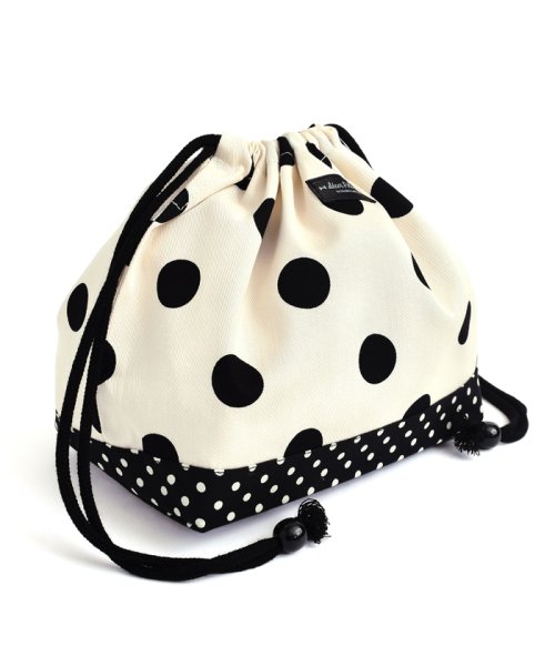 COLORFUL CANDY STYLE(カラフルキャンディスタイル)/【通園・通学】decorPolkaDot　巾着　中　マチ有りお弁当袋　polkadotlarge(twill・white)xpolkadotsmall(twil/img02