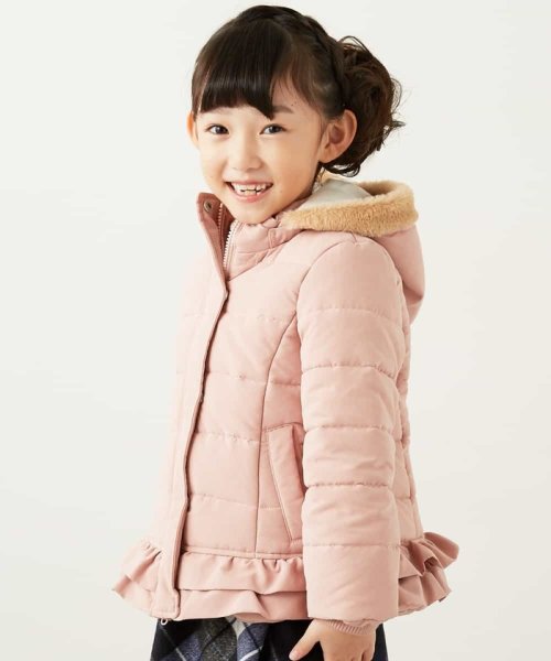 a.v.v(KID'S)(アー・ヴェ・ヴェキッズ)/[100－130]【洗える】フリル中綿フードコート[WEB限定サイズ]/img01