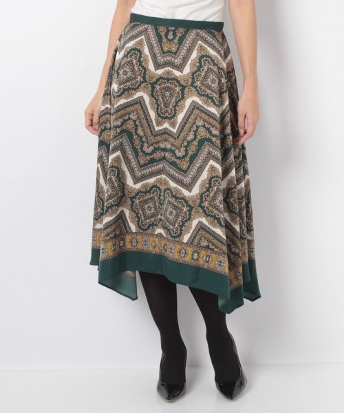 セール スカーフプリントイレヘムスカート ナノ ユニバース Nano Universe Magaseek