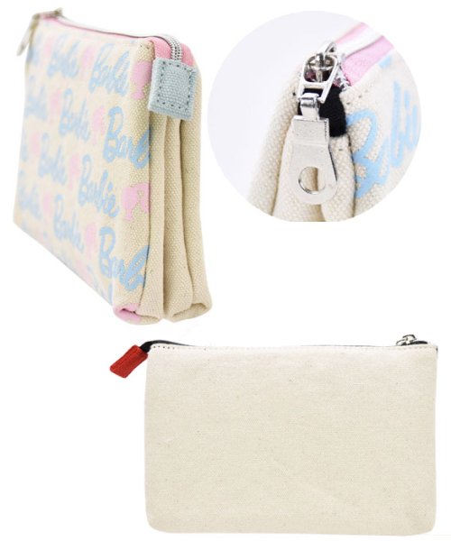 バービー ポーチ 小物入れ 2ルーム 大きめ キャンバス 帆布 ファスナー キャラクター 化粧ポーチ おしゃれ 通勤 通学 旅行 出張 修学 小物入れ シンプル ランナー Runner Magaseek