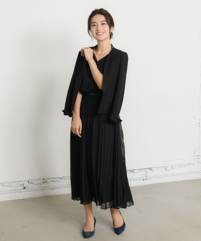 クリアランスセール バックパール付き Tonal Classyコラボ プリーツ ロングワンピース 絶妙