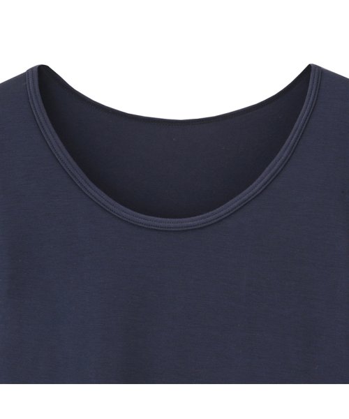 MAC HOUSE(women)(マックハウス（レディース）)/Navy 機能インナー無地8分袖UネックTシャツ 375502MH/img01