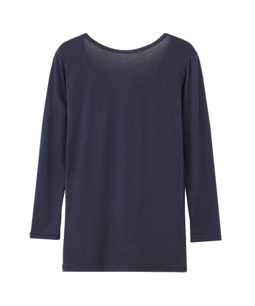 MAC HOUSE(women)(マックハウス（レディース）)/Navy 機能インナー無地8分袖UネックTシャツ 375502MH/img03