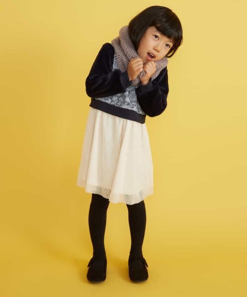 a.v.v(KID'S)(アー・ヴェ・ヴェキッズ)/[100－130]フェイクファースリーブチュールドッキングワンピース[WEB限定サイズ]/img01