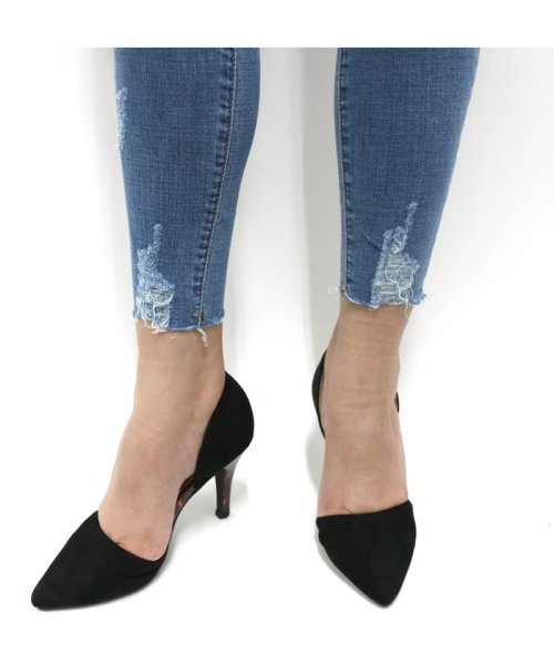 セール バックダメージデニムスキニーパンツ ストレッチスキニー デニム ジーンズ レディースデニム ダメージ クラッシュパンツ オールシーズン フルレングス スキニー ノンヘッジ Non Hedge Magaseek