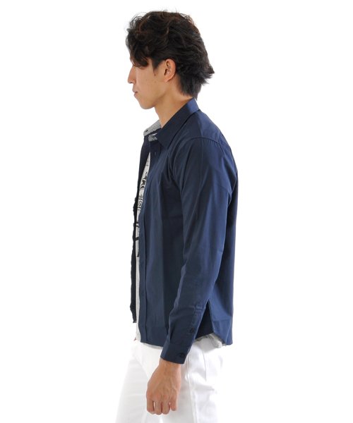 SPADE(スペイド)/シャツ メンズ Men's 長袖 ブロード テープ チェック 無地  白シャツ ネイビー 黒 shirt シャツ シンプル プレーン きれいめ 秋 秋服 新作ト/img03