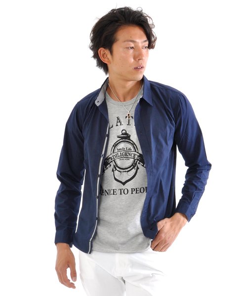 SPADE(スペイド)/シャツ メンズ Men's 長袖 ブロード テープ チェック 無地  白シャツ ネイビー 黒 shirt シャツ シンプル プレーン きれいめ 秋 秋服 新作ト/img25