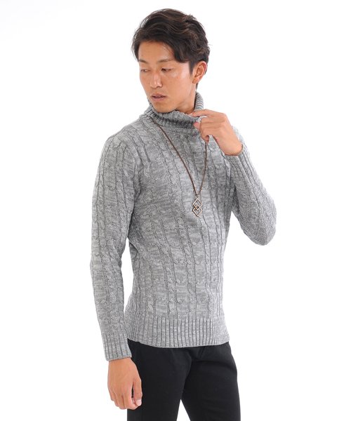 SPADE(スペイド)/セーター メンズ Men's ニット knit タートルネック ハイネック ボリュームネック ケーブル編み ケーブル 無地 ニットセーター/img01